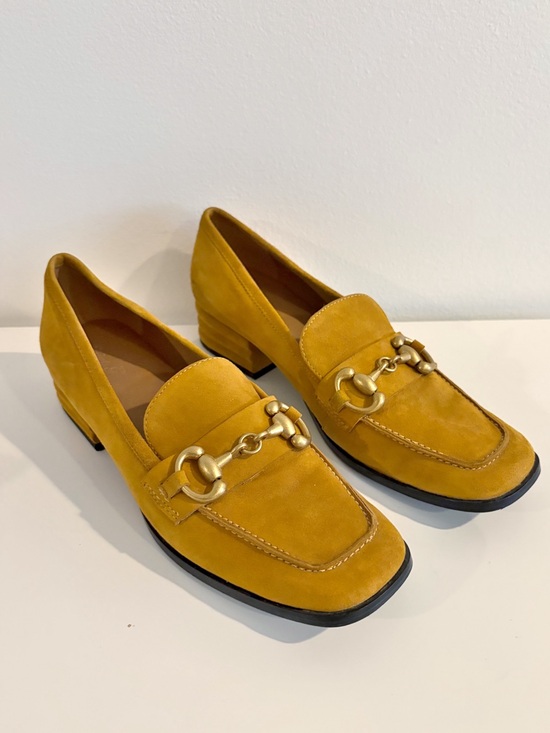Saint G Shoes - Saint G || Jacqueline Suede Loafer Pump Horsebit Suede Mustard Yellow Gold 41
